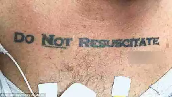 Hospital Thrown Into Panic After An Unconscious Man Was Found With Weird Tattoo On His Chest (Photo)